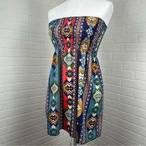 Southwestern Print Strapless Top